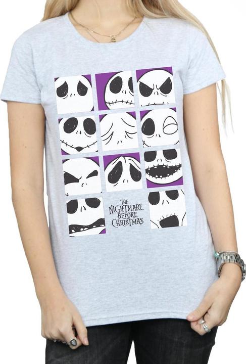 Actual product image Disney Womens/Ladies Nightmare Before Christmas Many Faces Of Jack Squares Cotton T-Shirt (XL)