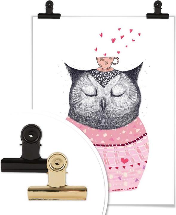 Produktbild Trenddeko Owl lover of coffee (24 x 30 cm)