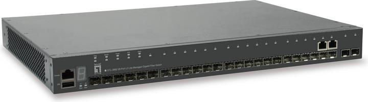 LevelOne Switch in fibra Gigabit gestito L3 Lite impilabile a 28 porte 2 x SFP/RJ45 Combo Gigabit 2 x SFP+ (28 Porti)