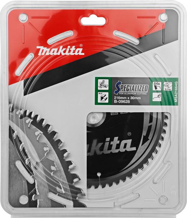 Produktbild Makita B-09628 216 mm x 30 mm x 64 Zähne spezialisiertes Aluminium-Gehrungssägeblatt