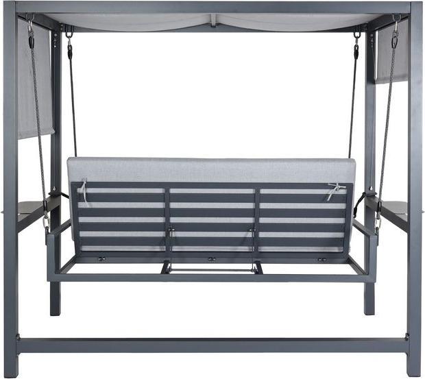Actual product image Mendler Aluminium Hollywood Swing HWC-L47, reclining function, 195x221x131cm upholstery grey