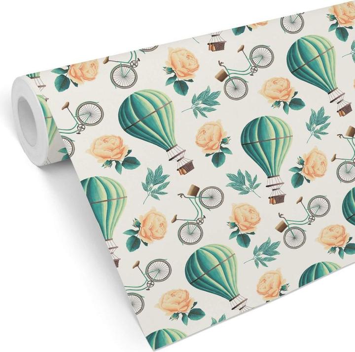 Actual product image Trenddeko Vintage hot air balloon - turquoise (1008 x 48 cm)