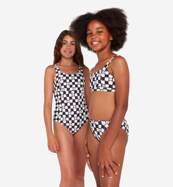 Image du produit Olaian Haut de maillot de bain brassière réglable Fille - 500 Nora noir et blanc (12, 13, 14)