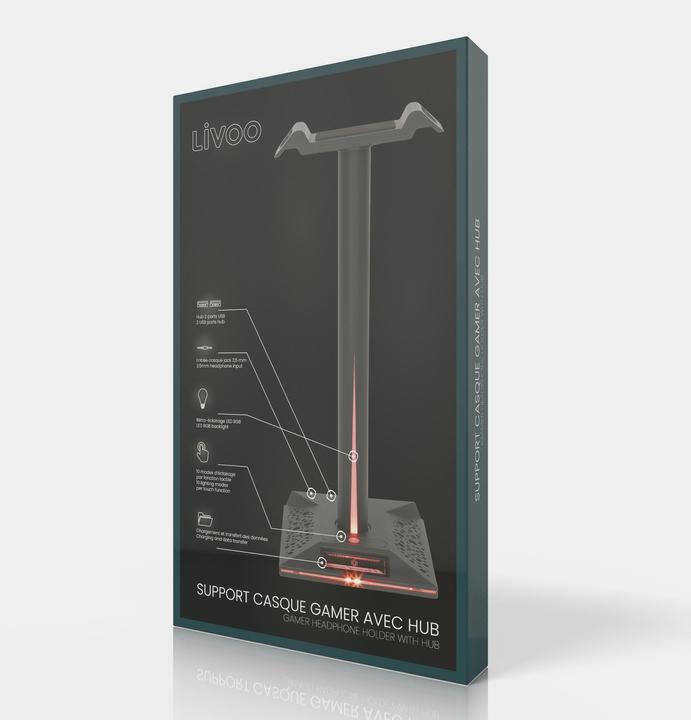 Produktbild Livoo Gaming-Kopfhörerhalter mit Hub (Mac, PC)