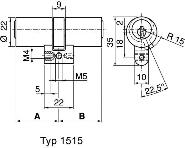 Actual product image Kaba Double cylinder 20 Type M1515 (Locking cylinder)
