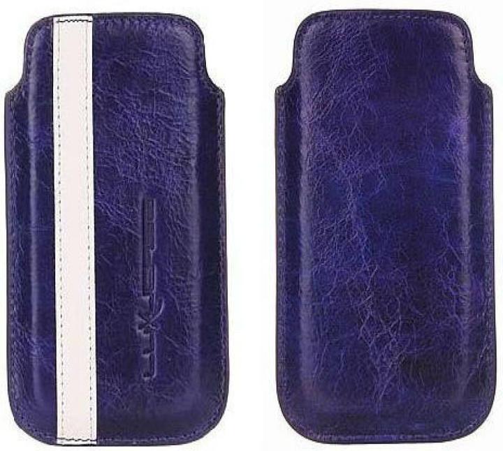 Luxucase Borsa in pelle taglia M blu-bianco (Apple iPhone 4, Apple iPhone 4s)