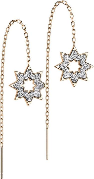 Actual product image Star Piercing Ohrstecker rosegold freifallende Kette Schneeflocke mit Kristallen (without brass, Surgical steel 316L)