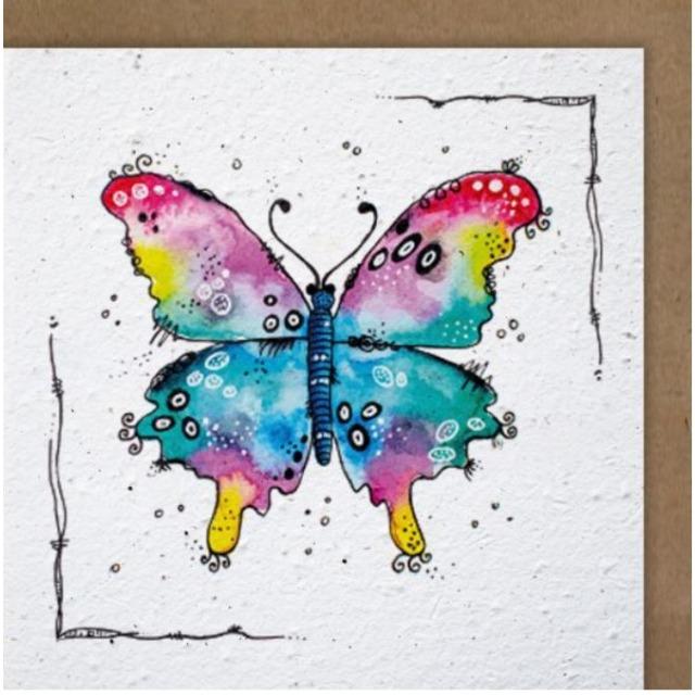 Produktbild Hervorragend Grusskarte bunter Schmetterling - Growing-Paper Card (1 Stk.)