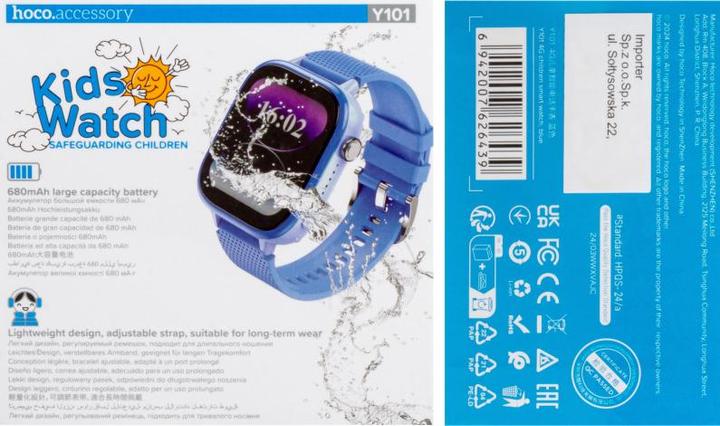 Immagine prodotto Hoco Headphone with microphone smartwatch for kids with call function 4G Y101 blue