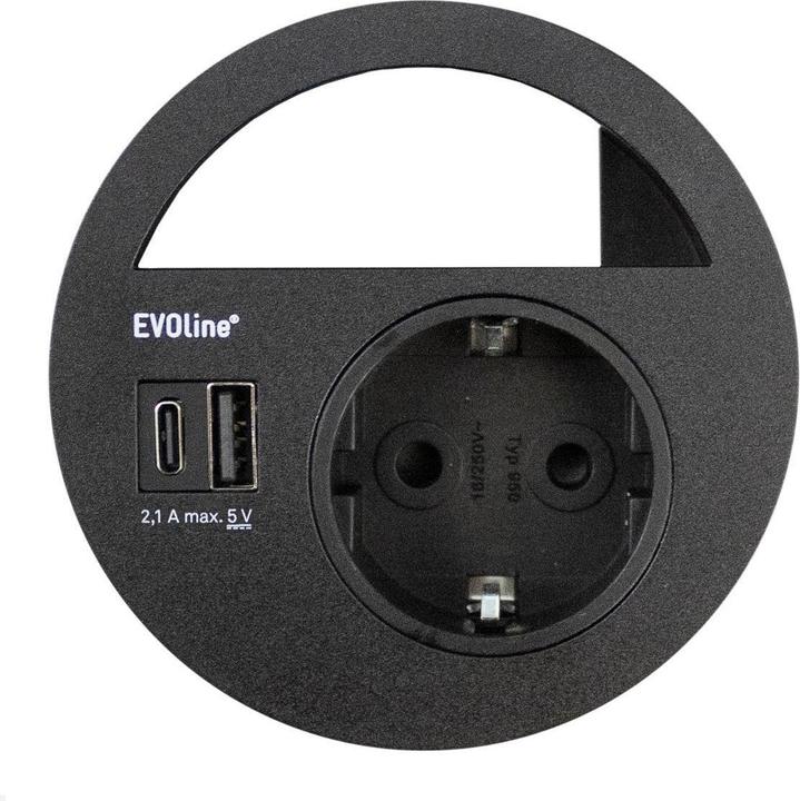 Produktbild Evoline Circle80 Einbausteckdose mit USB-Charger A/C, schwarz