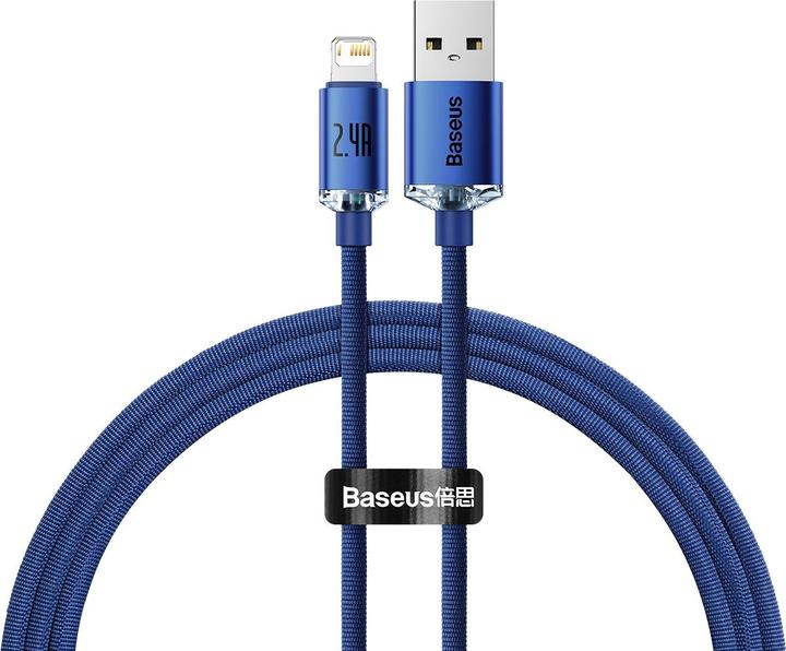 Actual product image Baseus Crystal Shine Series Fast Charging Data Cable USB to iP 2.4A 1.2m Blue (1.20 m)