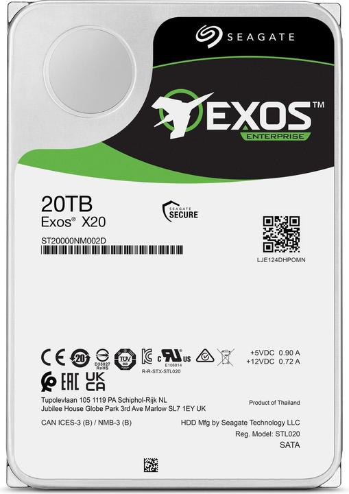 Actual product image Seagate Exos X20 SAS (20 TB, 3.5", CMR)