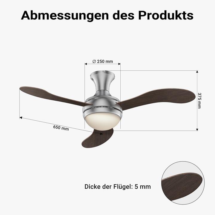 Produktbild Wiltec Deckenventilator Ø130cm Ventilator 55W Deckenlüfter Lampe Fernbedienung (55 dB)