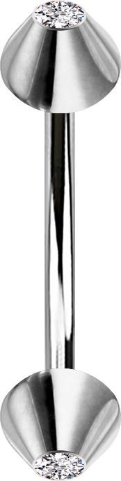 Star Piercing Micro Banane silber mit zwei Cones Kristall silber (ohne Messing, Chirurgenstahl 316L)