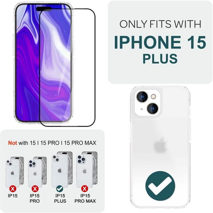 Produktbild Nalia 2x Schutzglas & 1x Schablone (2 Stück, Apple iPhone 15 Plus)