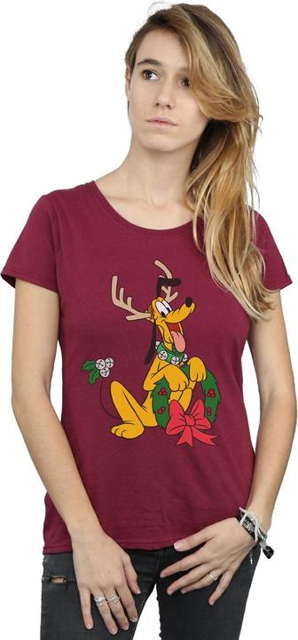 Actual product image Disney Womens/Ladies Pluto Christmas Reindeer Cotton T-Shirt (XL)