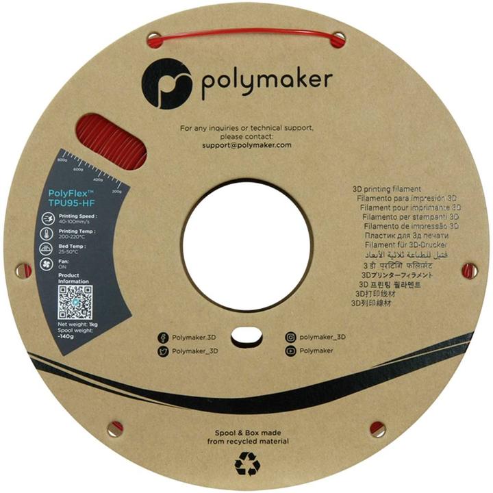 Image du produit Polymaker PD03007 TPU95-HF Filament TPU, Filament souple flexible, Filament haute vitesse, résistant aux UV (TPU, 1.75 mm, 1000 g, Rouge)