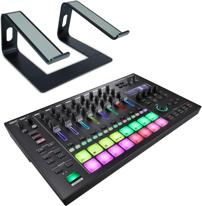 Actual product image Roland MC-707 Groovebox with stand black