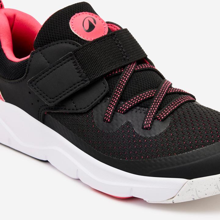 Image du produit Decathlon Chaussures de sport enfants lacets élastiques velcro - Playful Fast noir/rose (34)