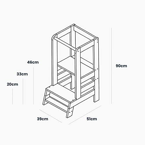 Produktbild Activity Board Lernturm für Kinder - Baby Verstellbar Learning Tower aus Natur Holz, Kleinkind Stabil Lernstuhl