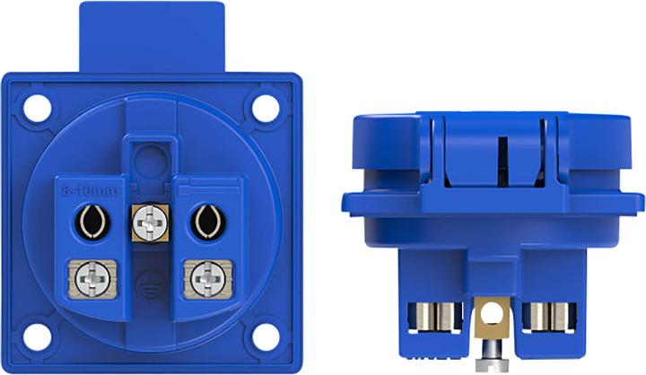 Produktbild PCE Schutzkontaktsteckdose nach österr./deutsch. System 16A 3p 250V IP54 P-Nova+ (blau, seitlicher Ansch