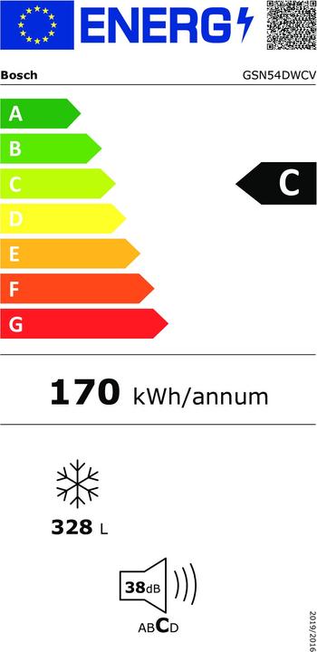 Etichetta energetica Bosch Hausgeräte Serie 6 GSN54DWCV (Struttura autonoma, 327 l)