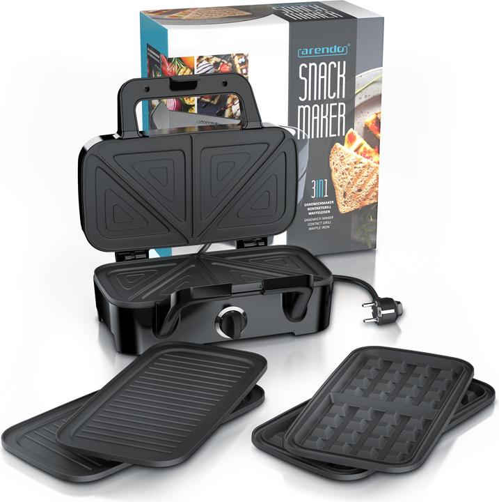 Image du produit Arendo Appareil à sandwichs Gaufrier Gril de contact avec plaques amovibles - avec revêtement antiadhésif
