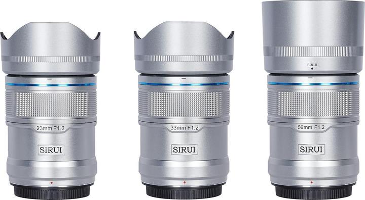 Produktbild Sirui Sniper Set AS-3S-ES 23mm, 33mm & 56mm F1.2 APSC Auto-Focus Lens Kit (Sony E Mount, silber, Carbon Fi (Sony E, APS-C / DX)