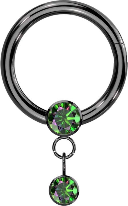Actual product image Hollywood Body Jewelry Micro segment ring hinged black crystal dark multicolour pendant chain crystal dark multico (Titanium G23, without brass)