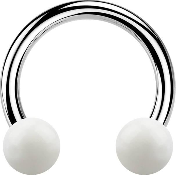 Star Piercing Micro Circular Barbell silber mit zwei Kugeln weiss (Acryl, ohne Messing, Chirurgenstahl 316L)