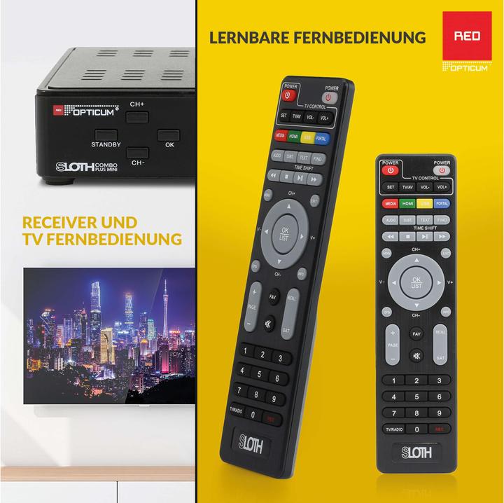 Actual product image Opticum SAT receiver Red Sloth Combo plus mini (DVB-T/T2, CI+ slot)