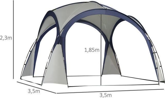 Immagine prodotto Swisshandel24 Tenda per feste a tendone protezione solare resistente alle intemperie palo in fibra di vetro + (350 cm, 350 cm)
