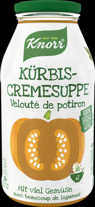 Knorr Kürbis Crème Suppe, 100% natürliche Zutaten & nachhaltig angebautes Gemüse, Flüssigsuppe Kürbissuppe (450 ml)
