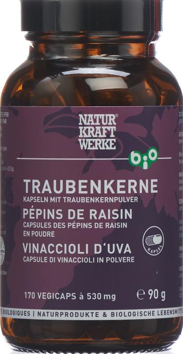 NaturKraftWerke Traubenkerne Vegicaps à 530mg Bio/kbA Kaps (170 Stück, Kapseln, 300 g)