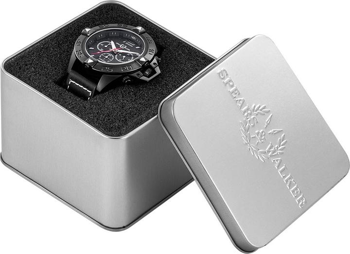 Actual product image Spears & Walker Men quartz watch Varus II genuine leather black - 23250 (Chronograph, 50 mm)