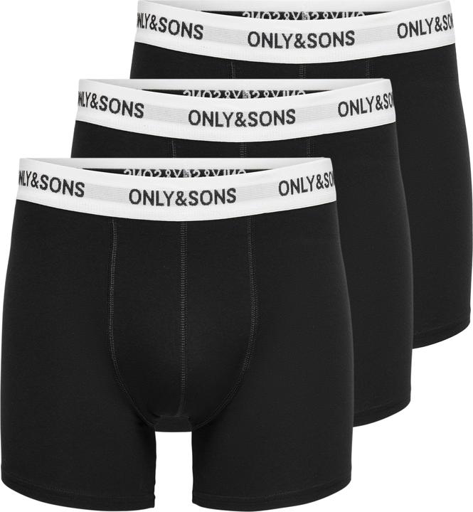 Only & Sons Onsfitz Solid Black Boxer 3pack Noos