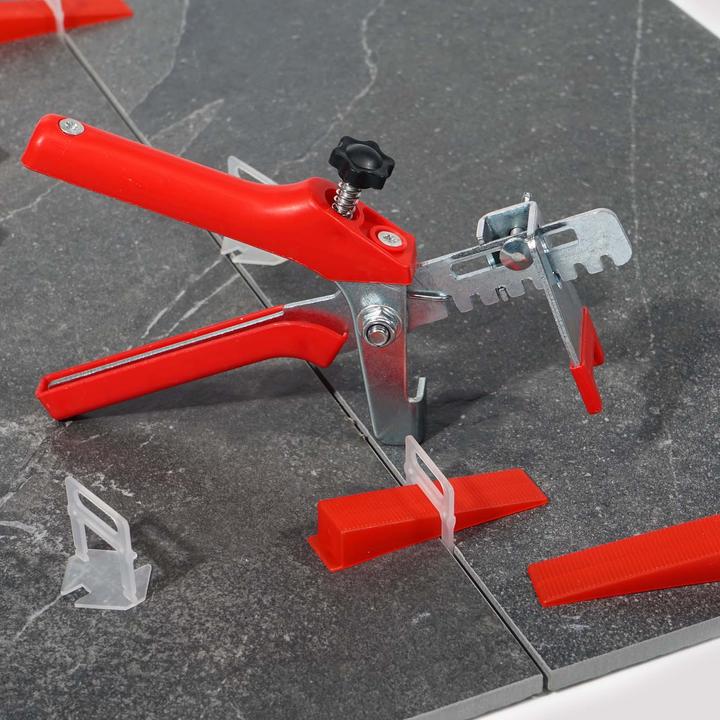 Actual product image XPOtool Tile Levelling System Set with 200 Pull Tabs 2.0mm & 1 Pair of Levelling Pliers, Laying Aid
