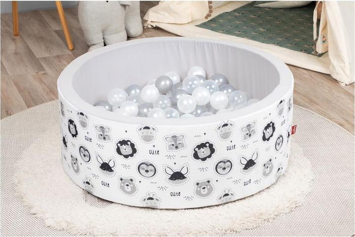 Produktbild Knorrtoys Bällebad soft - "Cute Animals" - 150 balls grey/white/transparent (ca. 7 cm)