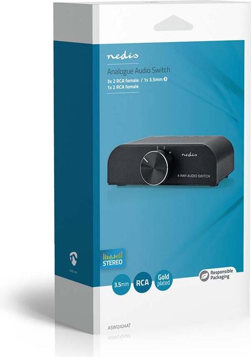 Produktbild Nedis Analog Audio-Schalter | 4-Port port(s) | Anschlüsse – Eingang: 1x 3,5 mm Audio-Eingang / 3x (2 (Analog -> Digital)