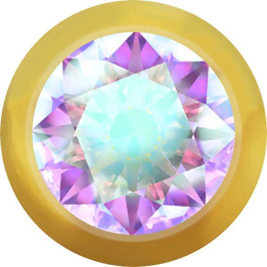 Star Piercing Micro Kugel vergoldet mit Kristall multicolor (Chirurgenstahl 316L)