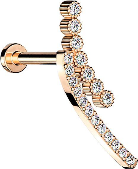 Star Piercing Micro Labret Innengewinde rosegold doppel Kristallbogen (Messing, Chirurgenstahl 316L)