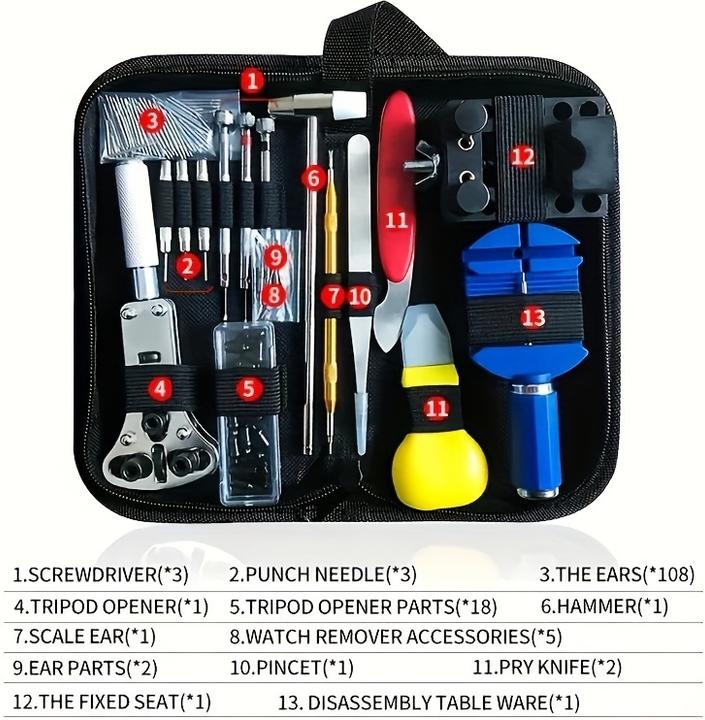Immagine prodotto PhoneLook Uhren Reparatur Werkzeug Set (147 Teile) Komplettes Uhrenmacher Kit
