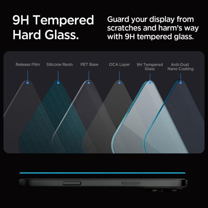 Actual product image Spigen Glas.TR iPhone 16 Pro "EZ FIT" clear szkło hartowane AGL07935 (1 Piece, Apple iPhone 16 Pro)