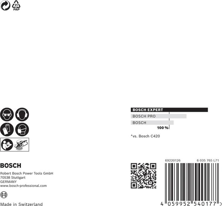 Immagine prodotto Bosch Professional Zubehör Expert M480 Rete di levigatura per levigatrice rotorbitale, 125 mm, G 400, 5 pezzi (P400)