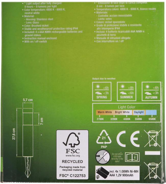 Actual product image EZ Solar Solar stainless steel lights - 4 pieces (8 lm, IP44)