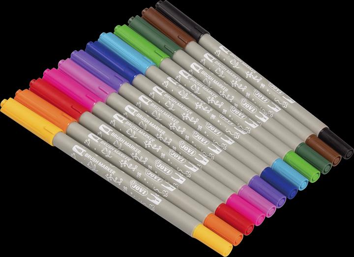 Immagine prodotto Jovi Brush Marker pennarelli in fibra con doppia punta (Grigio con cappuccio in colore di scrittura, 12 x)