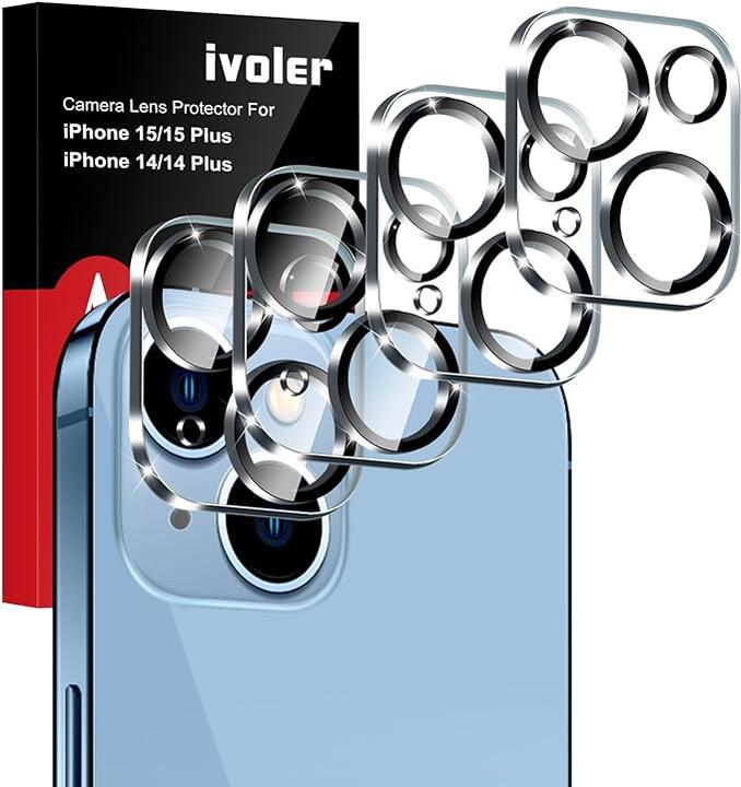 Ivoler 4 Stück Kameraschutz Kompatibel mit iPhone 14/ iPhone 15/ iPhone 14 Plus/ iPhone 15 Plus (4 Stück, Apple iPhone 14 Plus, Apple iPhone 15 Plus, Apple iPhone 15, Apple iPhone 14)