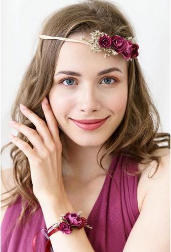 Image du produit Partydeco Accessoire de fête couronne de fleurs 18 cm, rouge vin