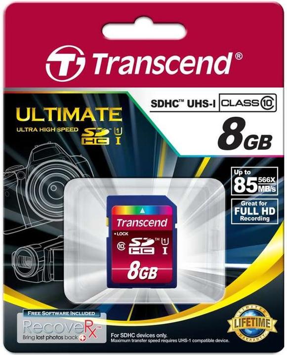 Produktbild Transcend Sdhc Ultimate 600x (8 GB, SDHC, U1, UHS-I)