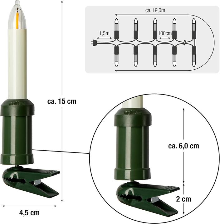 Image du produit Hellum Chaîne de bougies filament LED 20flg extérieur (22 m)